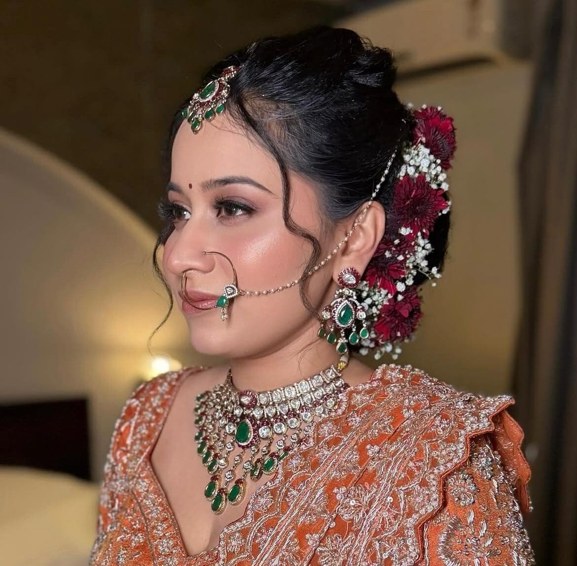 Finished bridal look, seated